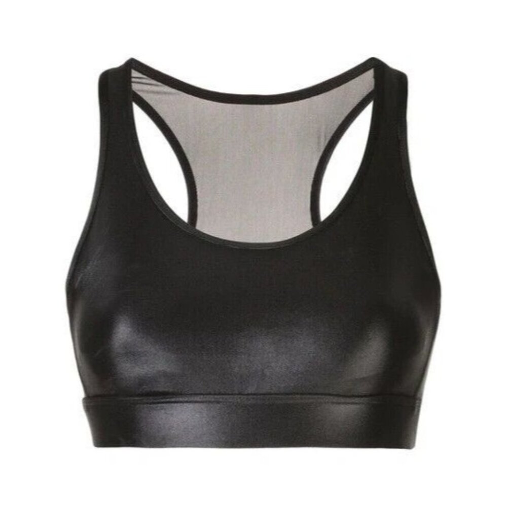 KORAL Size Small Black Bermuda Infinity Racerback Mesh Sports Bra NEW